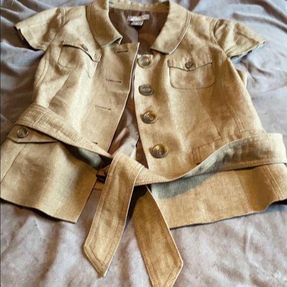 Ann Taylor brown linen blend skirt suit - Picture 4 of 11